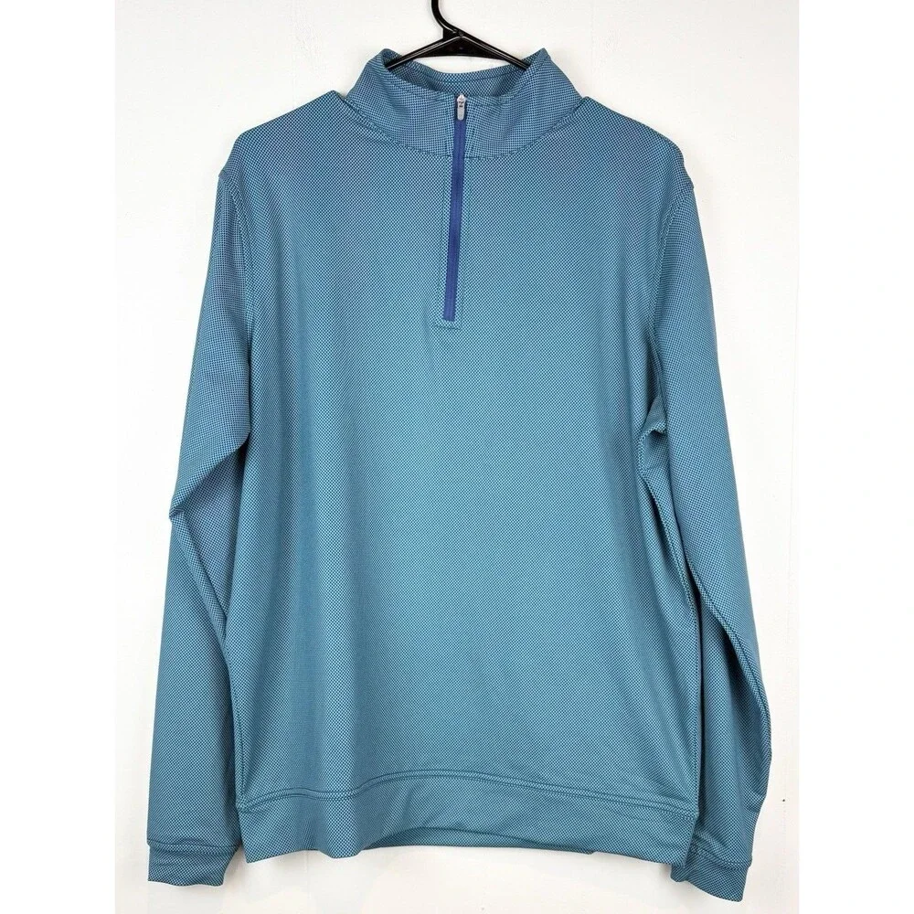 Peter Millar Men's Performance Quarter Zip MED Long Sleeve Green Teal